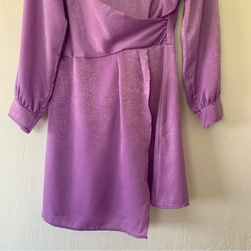 Zara Light Lilac Draped Satin Effect Dress - Picture 9 of 16